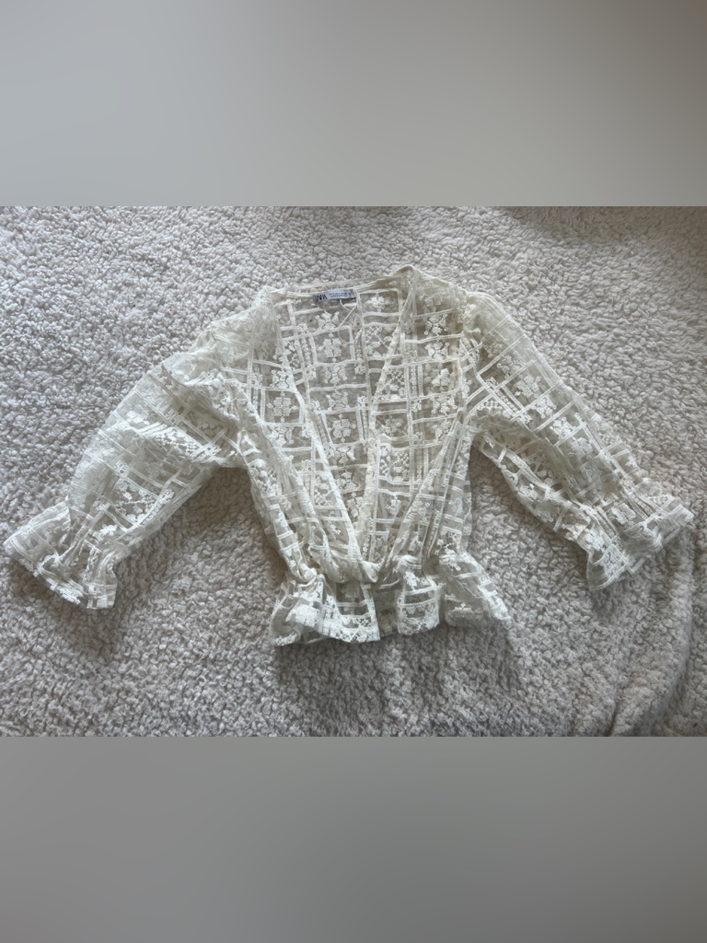 Zara Cream Lace Peplum Jacket